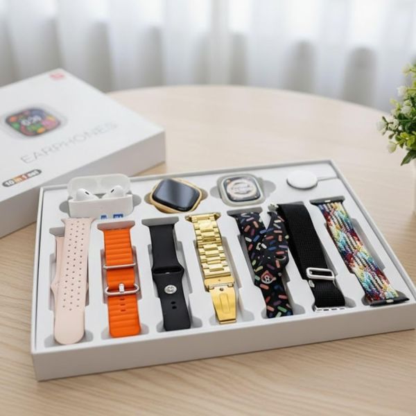 I20 Ultra 2 Max Smartwatch Set – 10-in-1 with Bluetooth Calling, Health Monitoring, TWS Earbuds, 7 Multicolor Straps, Compatible with Android & iOS, for Men & Women - Image 4