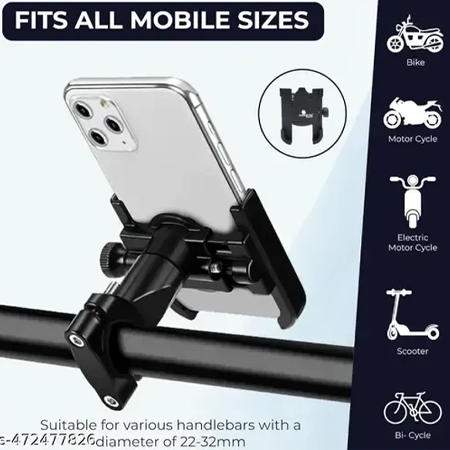 C1 Universal Smartphone Bike Mount, Full 360° Rotating Design, Solid Metal Body, Secure Handlebar Stand for Bikes & Motorcycles - Image 4