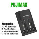 PUJIMAX 4-Slot Universal Battery Charger – LED Display for AA, AAA & 9V Rechargeable Batteries - Image 4