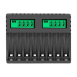 Pujimax Smart LCD Battery Charger – 8-Slot Charger for AA/AAA Ni-MH & Ni-Cd Rechargeable Batteries