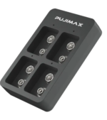 PUJIMAX Smart Fast 9V 4 Slots Battery Charger with , LED Status Indicators, and USB Cable – For Ni-MH, Ni-Cd & Li-ion Batteries