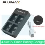 PUJIMAX Smart Fast 9V 4 Slots Battery Charger with , LED Status Indicators, and USB Cable – For Ni-MH, Ni-Cd & Li-ion Batteries - Image 4