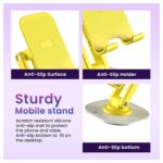 360° Rotating Foldable Mobile Phone Stand – Fully Adjustable Desktop Holder for Smartphones and Tablets Including iPhone 17/16/15 Pro, XR/XS Max/X Plus, iPad, Samsung (K69-Yellow) - Image 3