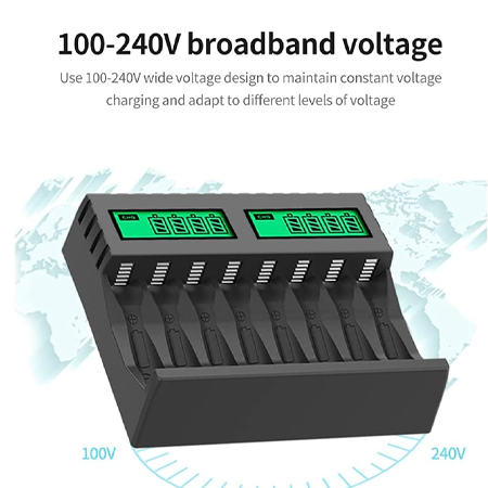 Pujimax Smart LCD Battery Charger – 8-Slot Charger for AA/AAA Ni-MH & Ni-Cd Rechargeable Batteries - Image 2