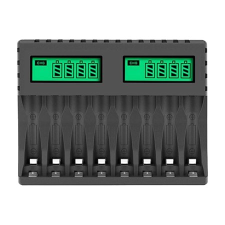 Pujimax Smart LCD Battery Charger – 8-Slot Charger for AA/AAA Ni-MH & Ni-Cd Rechargeable Batteries