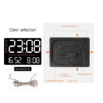 13 Inch Digital Wall Clock with Large Display, Remote Control, Automatic Brightness, Temperature, Date, Week, and Alarm Function for Living Room and Office Decor – Black - Image 4