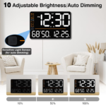 16 Inch Digital Wall Clock with Large LED Display, Date, Week, Temperature and Humidity, Countdown, Alarm, Timer, DST, Auto and Custom Brightness, Ideal for Home, Living Room, and Office - Image 4