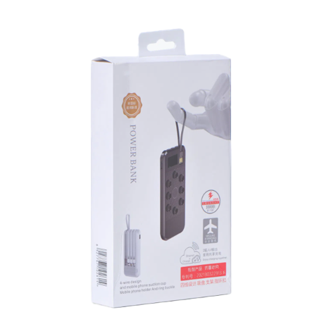 Patent-Supported Fast Charging 10,000mAh Power Bank with Built-In Four Charging Cables