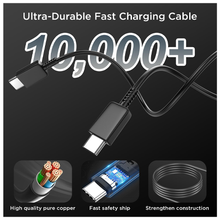 Samsung 45W Super Fast Charging Adapter with 1.5M Woven USB Type-C Cable | UK Plug Wall Charger | Compatible with Samsung Galaxy S25/S24/S23/S22/S21, Google Pixel 6/7/8, Huawei P40/P50, OnePlus 11/12 - Image 3