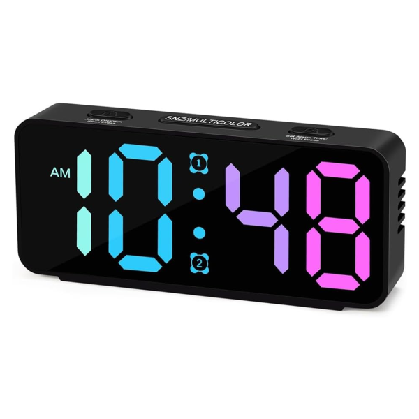 Mini, Loud for Adults with Deep Sleep, Portable Travel Alarm Clock for Bedroom or Bed