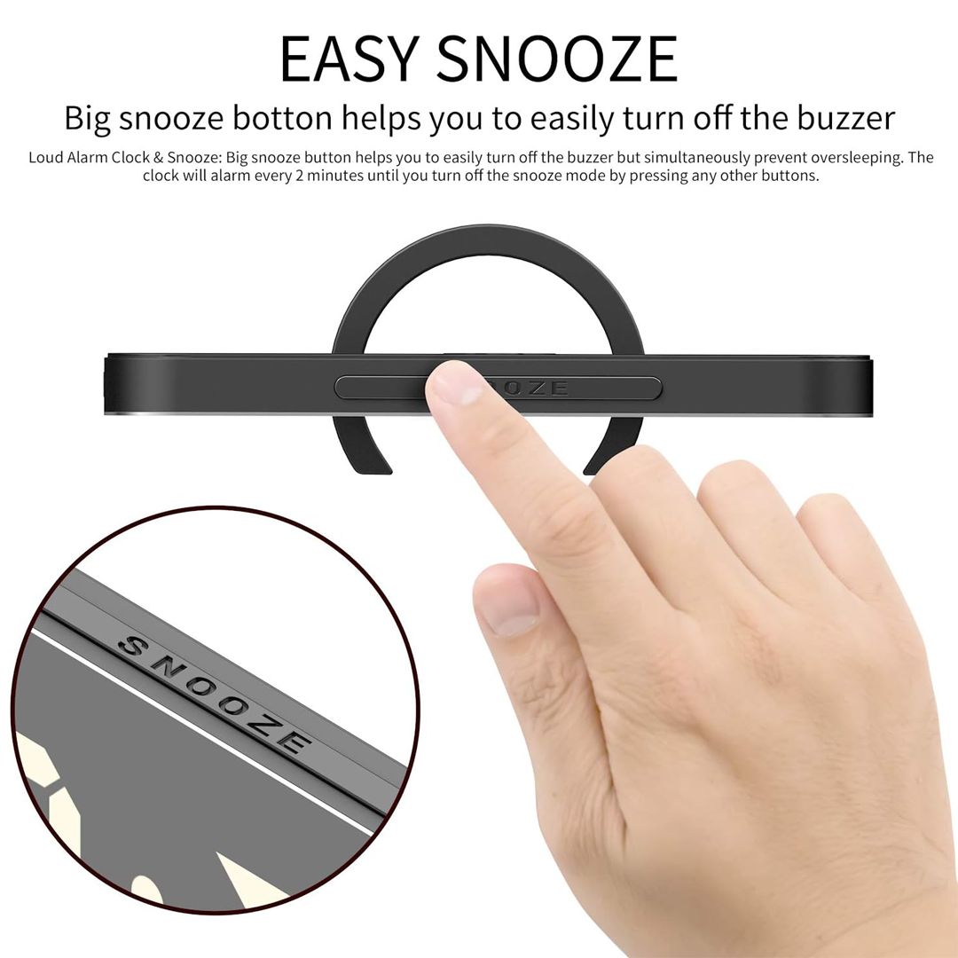 Portable LED Mirror Alarm Clock with HD Digital Display – Large Screen Table and Travel Clock - Image 2