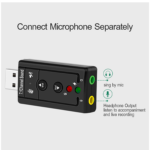 USB External 7.1 Channel 3D Virtual Audio Sound Card Adapter, Converts USB Port for Microphone, Headphone, and Speaker Use via 3.5mm AUX Jack on Computers and Laptops - Image 3