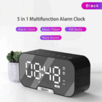 Black Bluetooth Speaker with Digital Alarm Clock and Large LED Display – Wireless Audio, Time Display, and Multifunctional Alarm Clock - Image 3