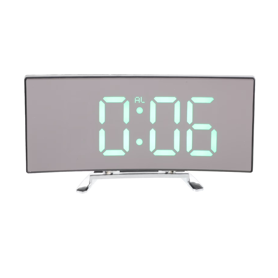 Digital Alarm Clock with Large 7-Inch LED Mirror Display, Dual Brightness Levels, 12/24-Hour Time Format, Temperature & Date Display