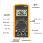 DT9205A Digital Multimeter 2X – AC/DC Voltmeter, Ammeter, Resistance and Capacitance Tester V2J5 - Image 2