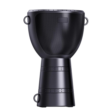 DV-660 Solar Bluetooth Portable Speaker – African Drum Design with Flashlight, Indoor/Outdoor Party, Hiking & Cycling Use, Built-in Solar Panel, Black