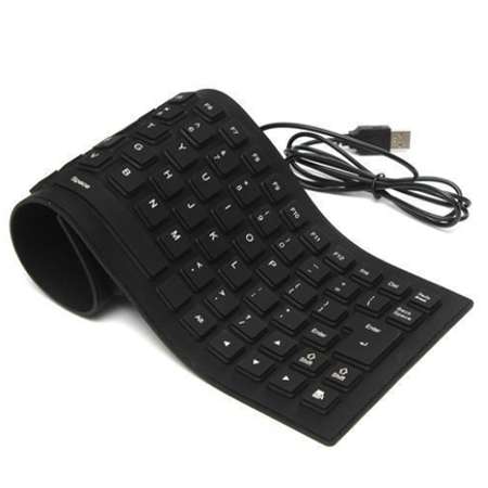 Flexible USB Waterproof Silicone Keyboard – Foldable 85-Key with Soft Rubber Cover for PC and Laptop (Black)
