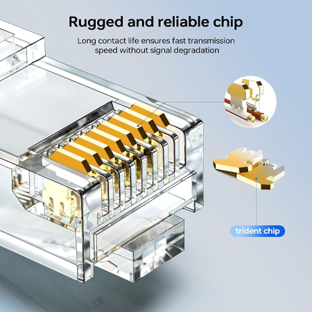 RJ45 Connectors with 2 Load Bars – UTP 8P8C Modular Plugs, Gold-Plated for Durable and Reliable Connections, Compatible with Cat6 and Cat5e Cables - Image 3