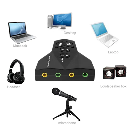 7.1 Channel External USB Sound Card, USB to 3.5mm Jack Headphone and Microphone Audio Adapter Compatible with Mac, Windows PC, Android, and Linux Systems - Image 2