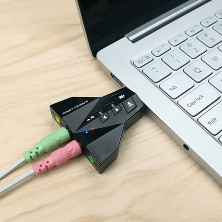 7.1 Channel External USB Sound Card, USB to 3.5mm Jack Headphone and Microphone Audio Adapter Compatible with Mac, Windows PC, Android, and Linux Systems - Image 3