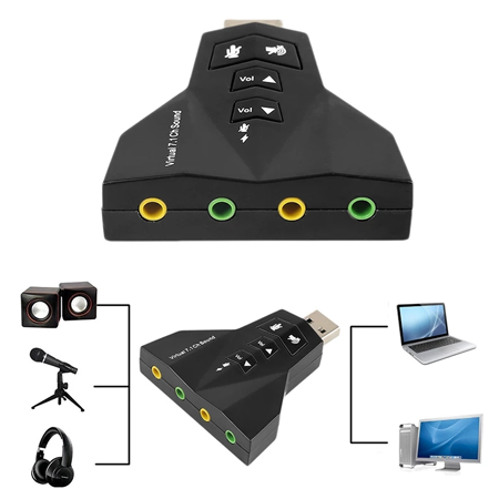 7.1 Channel External USB Sound Card, USB to 3.5mm Jack Headphone and Microphone Audio Adapter Compatible with Mac, Windows PC, Android, and Linux Systems - Image 4