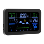 Indoor Weather Station with HD Backlit Screen – Thermometer, Multifunctional Weather Forecast Clock with 12/24-Hour Display and Adjustable Brightness for Home Use