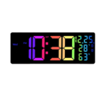 17-Inch Large Display RGB LED Digital Wall Clock with Giant Temperature, Calendar, Day, and Neon Backlight Night Light