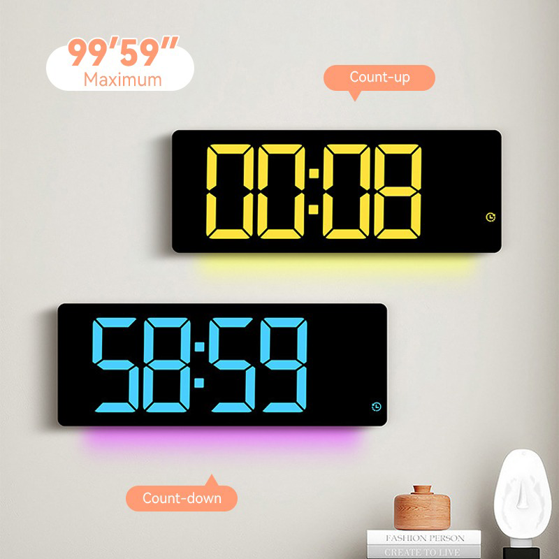 17-Inch Large Display RGB LED Digital Wall Clock with Giant Temperature, Calendar, Day, and Neon Backlight Night Light - Image 2