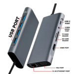 USB-C Docking Station 11-in-1 Hub | Multiport Adapter with 4K HDMI, VGA, Type-C PD, USB 3.0, Ethernet, SD/TF Card Reader, and 3.5mm AUX | Compatible with MacBook Pro/Air and Other USB-C Laptops - Image 4