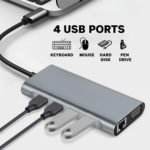 USB-C Docking Station 11-in-1 Hub | Multiport Adapter with 4K HDMI, VGA, Type-C PD, USB 3.0, Ethernet, SD/TF Card Reader, and 3.5mm AUX | Compatible with MacBook Pro/Air and Other USB-C Laptops - Image 2