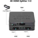 4K HDMI Splitter 1x2 – Distribute One HDMI Source to Two Displays, Supports Dual Monitor Duplication and Mirroring, HDMI 2.0b, 60Hz, Full HD 1080P, 3D, 18.5Gbps, Compatible with Xbox, PS4, Blu-Ray Player, and HDTV – Black - Image 3