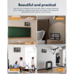 13 Inch Digital Wall Clock with Large Display, Remote Control, Automatic Brightness, Temperature, Date, Week, and Alarm Function for Living Room and Office Decor – Black - Image 2