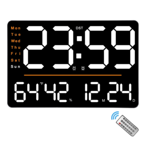 16 Inch Digital Wall Clock with Large LED Display, Date, Week, Temperature and Humidity, Countdown, Alarm, Timer, DST, Auto and Custom Brightness, Ideal for Home, Living Room, and Office
