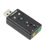 USB External 7.1 Channel 3D Virtual Audio Sound Card Adapter, Converts USB Port for Microphone, Headphone, and Speaker Use via 3.5mm AUX Jack on Computers and Laptops