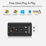USB External 7.1 Channel 3D Virtual Audio Sound Card Adapter, Converts USB Port for Microphone, Headphone, and Speaker Use via 3.5mm AUX Jack on Computers and Laptops - Image 4