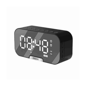 Black Bluetooth Speaker with Digital Alarm Clock and Large LED Display – Wireless Audio, Time Display, and Multifunctional Alarm Clock