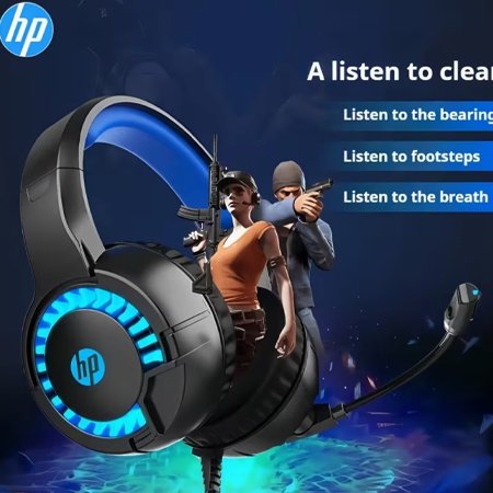 HP DHE-8011 Over-Ear Gaming Headset with USB Power and 3.5mm Audio Jack for PC and Console Gaming - Image 4