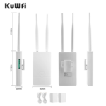KuWFi IP65 Weatherproof Outdoor WiFi Extender – Dual Band Wireless Access Point with High-Gain 5dBi Antennas, Dual Ethernet Ports, and 24V PoE Power Support - Image 2