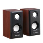 Leerfei Wooden Speakers Set of 2 – Premium Stereo Sound, Brown & Black Finish