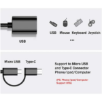 Generic 2-in-1 Type-C and Micro USB to OTG Data Transfer Converter Cable (Model GP91) – Black, USB - Image 4