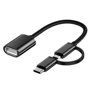 Generic 2-in-1 Type-C and Micro USB to OTG Data Transfer Converter Cable (Model GP91) – Black, USB