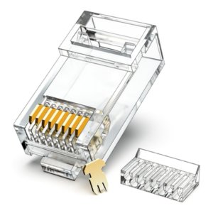 RJ45 Connectors with 2 Load Bars – UTP 8P8C Modular Plugs, Gold-Plated for Durable and Reliable Connections, Compatible with Cat6 and Cat5e Cables