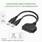 USB 3.0 to SATA III Adapter Cable (7+15 Pin) – 22-Pin Connector for 2.5 Inch External SSD/HDD, Supports Up to 6 Gbps Data Transfer and 4TB Drives – Black - Image 2