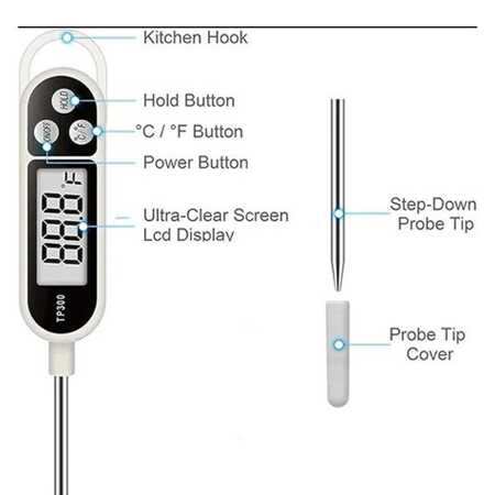 Digital Food Thermometer TP300 – Kitchen, Oven, and BBQ Cooking Probe for Measuring Meat, Milk, and Water - Image 4