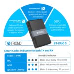 TROND Bluetooth V4.1 Transmitter Receiver, Wireless 3.5mm Audio Adapter with aptX Low Latency and aptX Support for Transmit and Receive Modes, Dual Streaming and Built-In Volume Control - Image 4