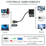 HDMI to VGA Adapter – Gold-Plated Male to Female Converter for Computer, Desktop, Laptop, PC, Monitor, Projector, and HDTV - Image 3