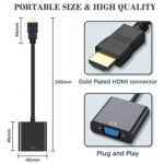 HDMI to VGA Adapter – Gold-Plated Male to Female Converter for Computer, Desktop, Laptop, PC, Monitor, Projector, and HDTV - Image 2