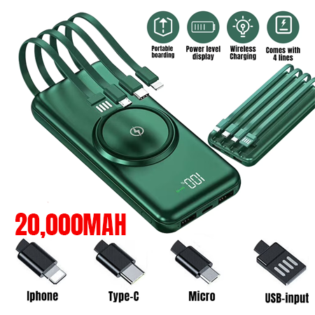 Triple Power Sleek 4-in-1 Wireless Portable Power Bank 20,000mAh – Black - Image 4