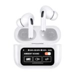 ANC/ENC Air Free Pods Wireless Earbuds with Active Noise Cancellation, Touch Controls, Long Battery Life, and Digital LED Charging Case – White