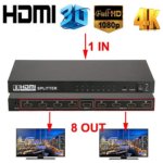 1x8 HDMI Splitter – 8 Output Ports, 4K@2K & 1080P Support, 3D Compatible, HDMI 1.4, Black - Image 4